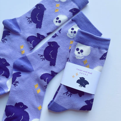 Raven and Skull Socks